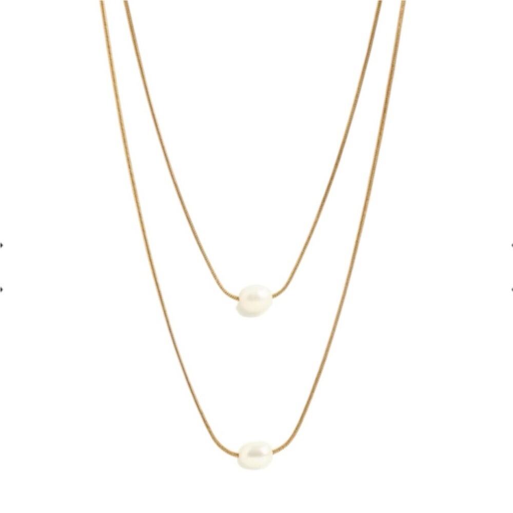Petite Moments Gold Double-Layer Pearl Necklace, New in Sealed Package MSRP $80